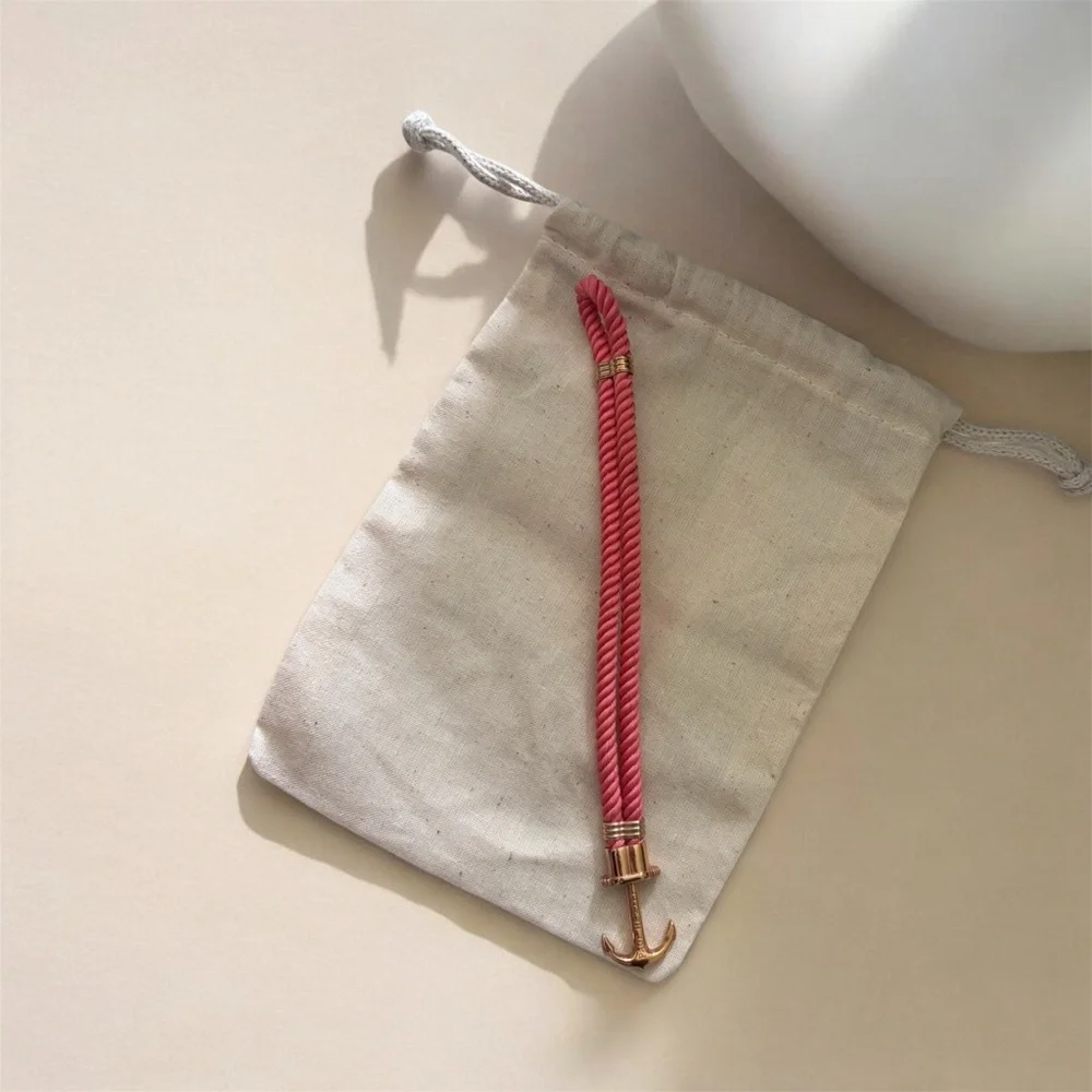 Coral Rope Anchor Bracelet with Gold-Tone Hardware - Picture 3 of 3